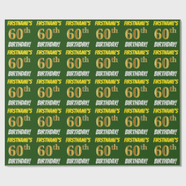 Groen, Faux/Imitation Gold, "60th BIRTHDAY" Cadeaupapier