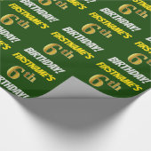 Groen, Faux/Imitation Gold, "6th BIRTHDAY" Cadeaupapier (Hoek)
