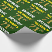 Groen, Faux/Imitation Gold, 71st BIRTHDAY Cadeaupapier (Hoek)