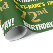 Groen, Faux/Imitation Gold, 72nd BIRTHDAY Cadeaupapier (Rol Hoek)