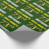 Groen, Faux/Imitation Gold, "73rd BIRTHDAY" Cadeaupapier (Hoek)