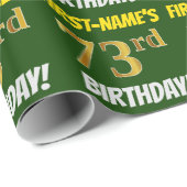 Groen, Faux/Imitation Gold, "73rd BIRTHDAY" Cadeaupapier (Rol Hoek)