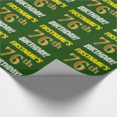 Groen, Faux/Imitation Gold, "76th BIRTHDAY" Cadeaupapier (Hoek)