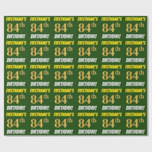 Groen, Faux/Imitation Gold, "84th BIRTHDAY" Cadeaupapier