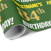 Groen, Faux/Imitation Gold, "84th BIRTHDAY" Cadeaupapier (Rol Hoek)