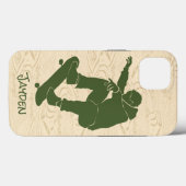 Groen, Faux Woodgrain Skateboarder Case-Mate iPhone Case (Achterkant (horizontaal))