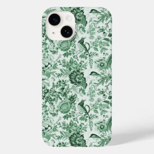 Groen  fazanten Floral Toile de Jouy Case-Mate iPhone Case (Achterkant)
