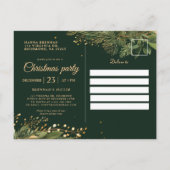 Groen Feestelijk Botanisch Elegant Kerstfeest Uitnodiging Briefkaart (Achterkant)