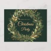 Groen Feestelijk Botanisch Elegant Kerstfeest Uitnodiging Briefkaart (Voorkant)