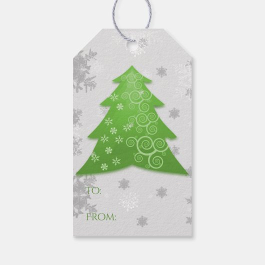 Groen feestelijk kerstboomgeschut Label Cadeaulabel (Achterkant)