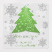 Groen feestelijk kerstboomlabel labels (Design 1)