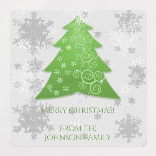 Groen feestelijk kerstboomlabel labels (Design 1)