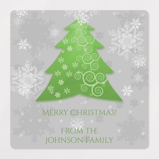 Groen feestelijk kerstboomlabel labels (Design 2)