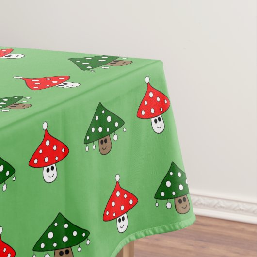Groen Feestelijk Paddestoelen Tafelkleed (Voorbeeld)
