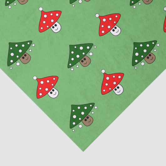 Groen Feestelijk Paddestoelen Weefseldocument Tissuepapier (Detail)