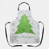 Groen feestelijk Schort met kerstboomafdrukken (Voorkant)