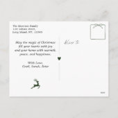 Groen: Feestelijke Bow & Tree Doodles Holiday Brie Feestdagenkaart (Achterkant)