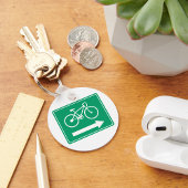 Groen Fietspad Rechttpijl Directioneel Bord Sleutelhanger