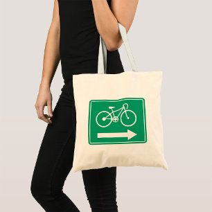 Groen Fietspad Rechttpijl Richtingbord Tote Bag