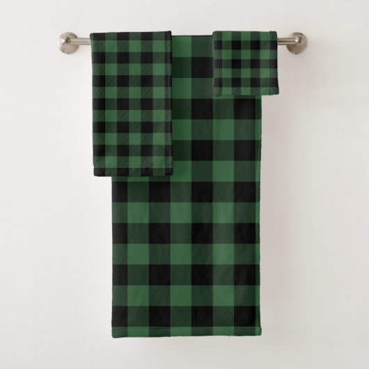 Groen Flannel Lumberjack Buffalo Spond Man Patroon Bad Handdoek (Insitu)
