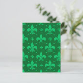 Groen Fleur-de-lis-patroonontwerp Briefkaart (Staand voorkant)