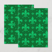 Groen Fleur-de-lis-patroonontwerp Briefkaart (Voorkant / Achterkant)