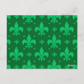 Groen Fleur-de-lis-patroonontwerp Briefkaart (Achterkant)