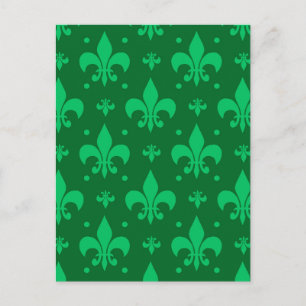 Groen Fleur-de-lis-patroonontwerp  Briefkaart