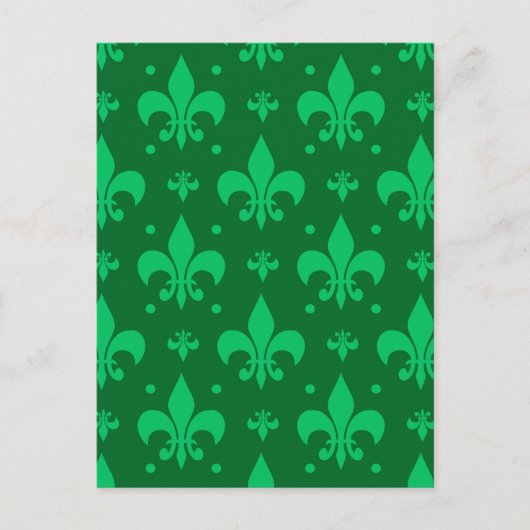 Groen Fleur-de-lis-patroonontwerp Briefkaart (Voorkant)