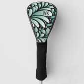 Groen fleur monogram golfheadcover (Voorkant)