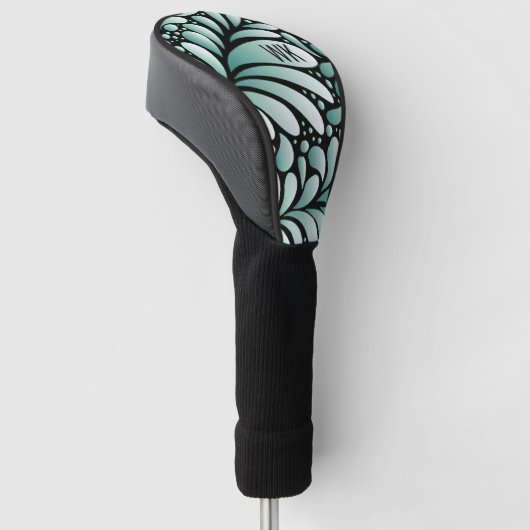Groen fleur monogram golfheadcover (Schuin)