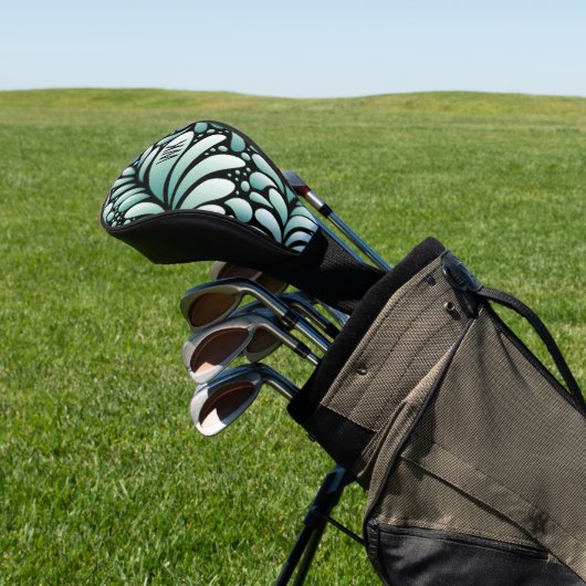 Groen fleur monogram golfheadcover (Insitu)