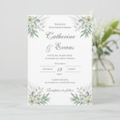 Groen FLoral bruiloft uitnodiging (Staand voorkant)