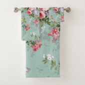 groen Floral ontwerp Bad Handdoek (Insitu)