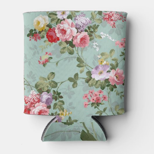  groen Floral ontwerp Blikjeskoeler (Voorkant)