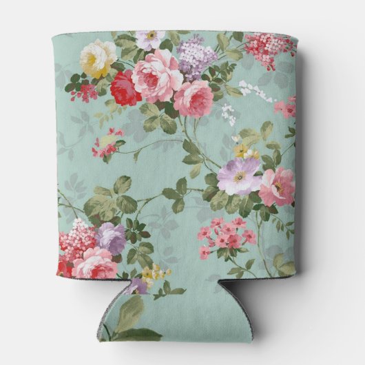  groen Floral ontwerp Blikjeskoeler (Achterkant)