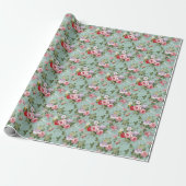 groen Floral ontwerp Cadeaupapier (Uitgerold)