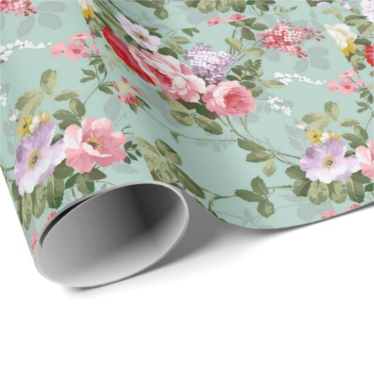 groen Floral ontwerp Cadeaupapier (Rol Hoek)