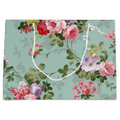 groen Floral ontwerp Groot Cadeauzakje (Voorkant)
