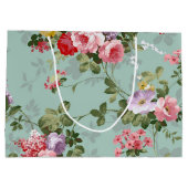 groen Floral ontwerp Groot Cadeauzakje (Achterkant)