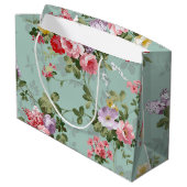 groen Floral ontwerp Groot Cadeauzakje (Achterkant Gekanteld)
