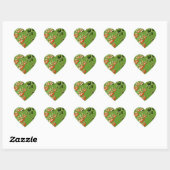 groen Floral ontwerp Hart Sticker (Vel)