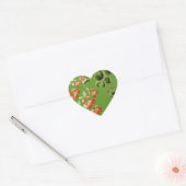 groen Floral ontwerp Hart Sticker (Envelop)