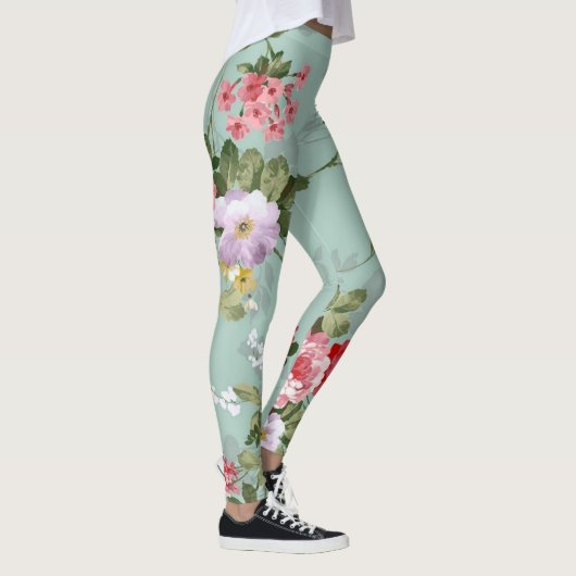  groen Floral ontwerp Leggings (Rechts)