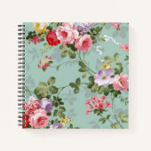 groen Floral ontwerp Notitieboek (Voorkant)