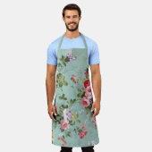 groen Floral ontwerp Schort (Gedragen)