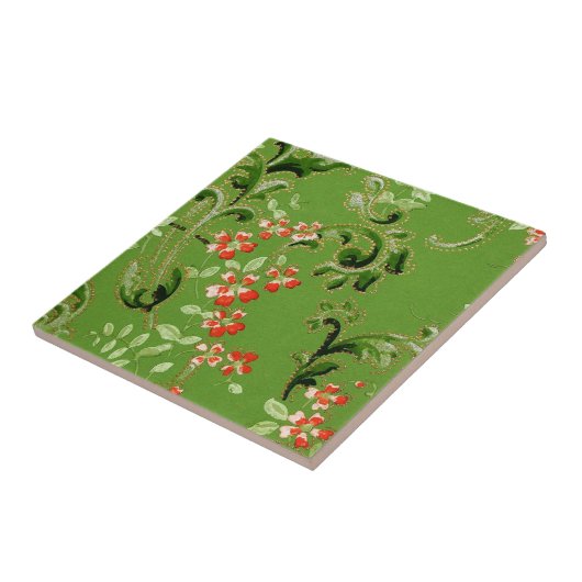 groen Floral ontwerp Tegeltje (Zijkant)