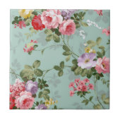  groen Floral ontwerp Tegeltje (Voorkant)