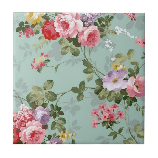  groen Floral ontwerp Tegeltje (Voorkant)