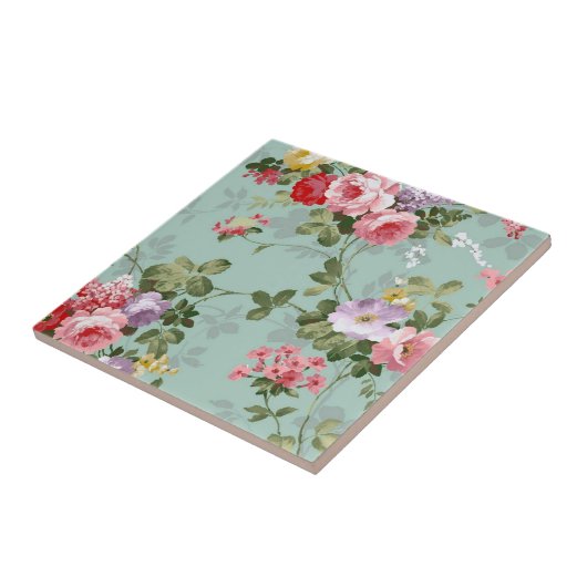  groen Floral ontwerp Tegeltje (Zijkant)